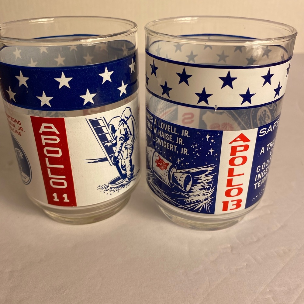 Vintage set of Apollo 11 & 13 glasses pre owned